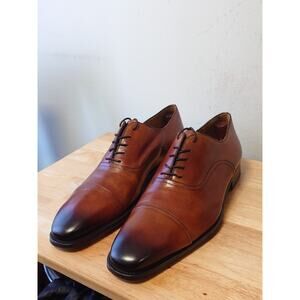 Magnanni Captoe Oxford Dress Shoes Cognac Brown Men’s Size 14M Made In Spain